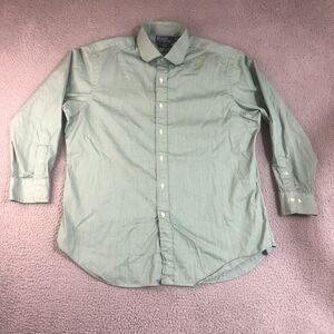 Ralph Lauren Shirt Men 17 32-33 Green Solid Preppy Regent Custom Fit Button Down